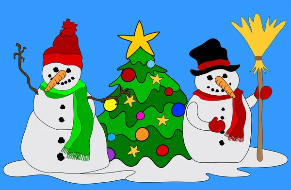 Snowmen Christmas Tree — Stock Photo, Image