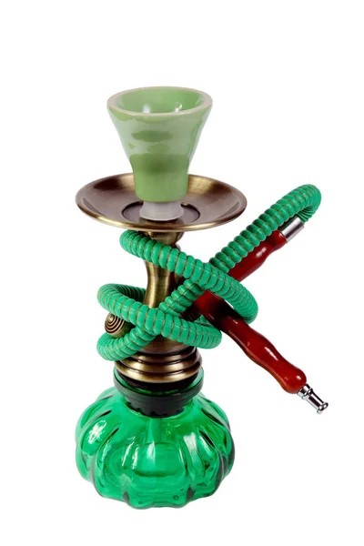 Green Hookah Białym Tle Białym Tle — Zdjęcie stockowe