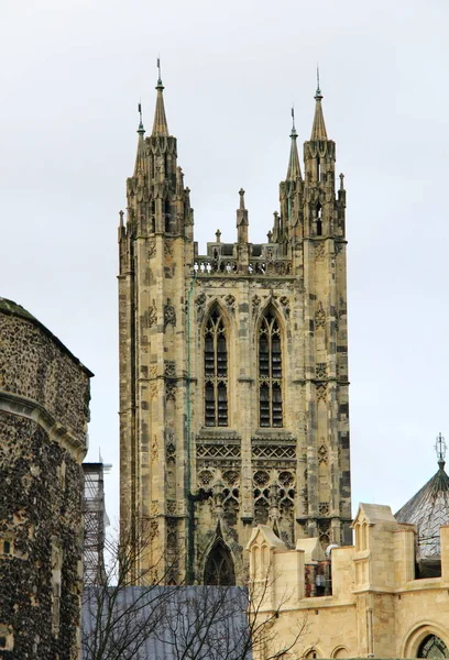 Einer Der Türme Der Kathedrale Von Canterbury Kent England — Stockfoto