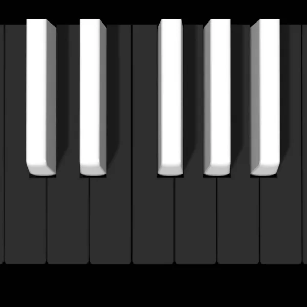 Elszigetelt Zongora Billentyűk Egy Fekete Háttér — Stock Fotó