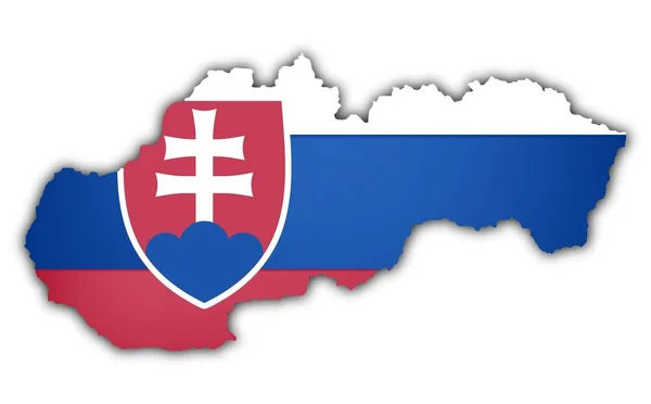 Flag Map Slovakia White Background — Stock Photo, Image