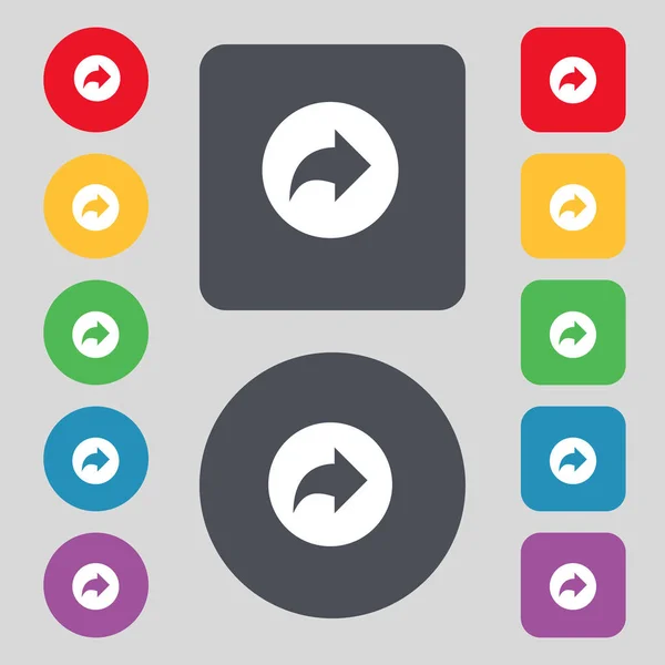 Flecha Derecha Siguiente Signo Icono Conjunto Botones Colores Diseño Plano —  Fotos de Stock