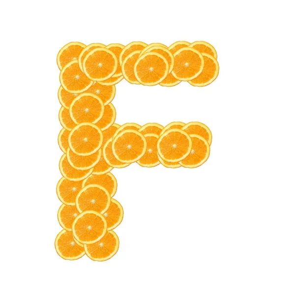 Healthy Orange Fruit Alphabet Font Isolated White Background — Stock Photo, Image