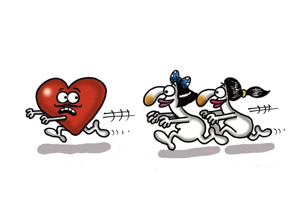 Ein Humorvoller Cartoon Über Valentinstag Und Liebe — Stockfoto