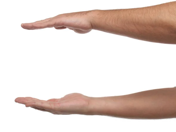 Two Male Hands Space Put Something Isolated — Stock Photo, Image