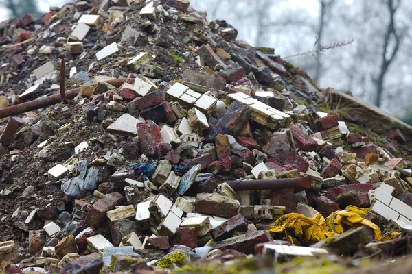 Stapel Puin Van Een Verwoest Gebouw — Stockfoto