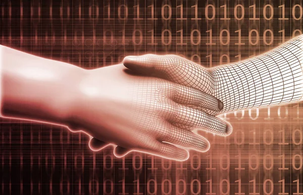 Digitale Handshake Tussen Mens Machine Technologie — Stockfoto
