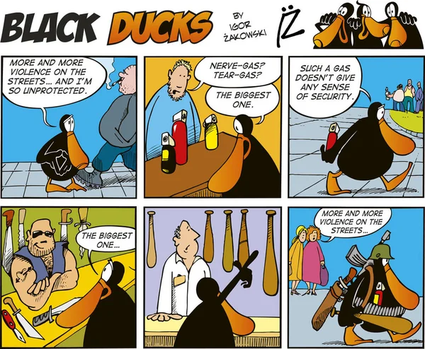 Black Ducks Comic Strip Episode — Stock Photo, Image