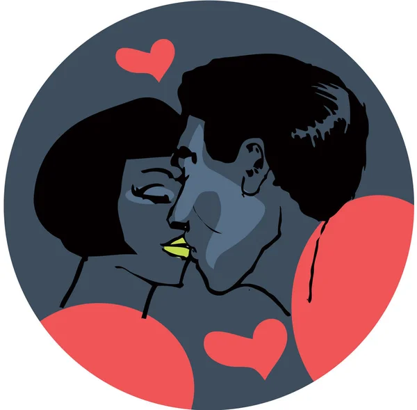 Kissing Man Woman Couple Love Pop Art Vector Illustration — Stock Photo, Image