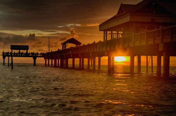 Zonsondergang Bij Pier Clearwater Florida — Stockfoto