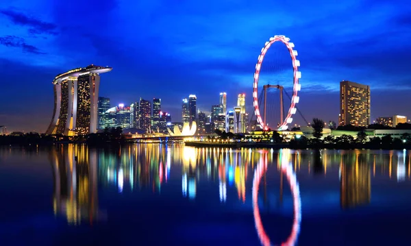 Singapur Gece Manzarası — Stok fotoğraf