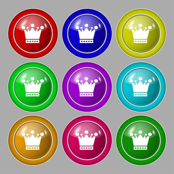 Signo Icono Corona Símbolo Nueve Botones Redondos Colores Ilustración — Foto de Stock