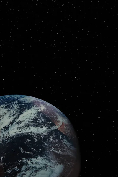 私たち自身の宇宙の空に夜の地球と星の単純な背景 — ストック写真