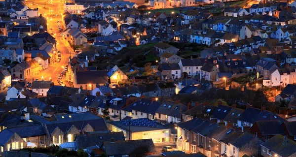 Casas Adosadas Por Noche Portland Dorset — Foto de Stock