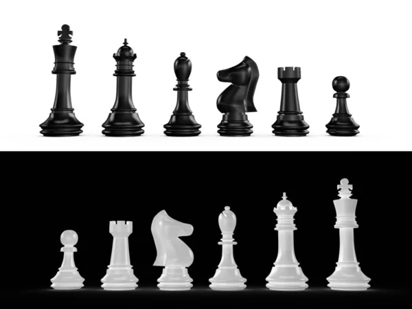 Black White Chess Set White Black Background — Stock Photo, Image