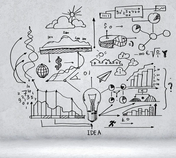 Szkic Obrazu Biznes Pomysły Diagramów Wykresów — Zdjęcie stockowe