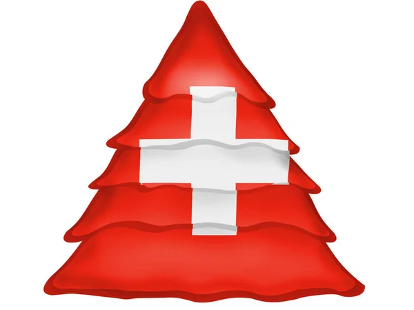 Švýcarská Vlajka Namalovaná Vánoční Ikoně — Stock fotografie