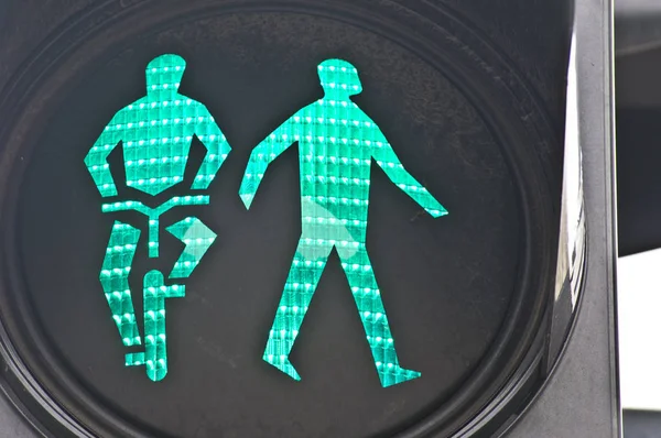 Símbolo Semáforos Verdes Para Peatones Ciclistas — Foto de Stock