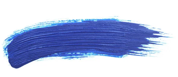 Golpe Azul Escova Pintura Isolada Branco — Fotografia de Stock