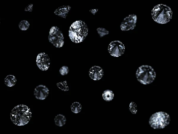 Diamantes Fallind Fundo Preto — Fotografia de Stock