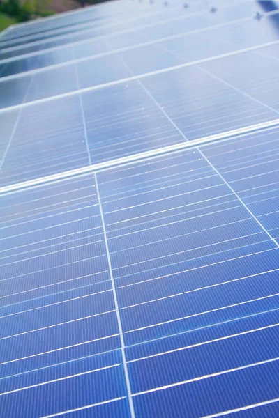 Módulo Painel Solar Fotovoltaico Matriz Telhado Edifício — Fotografia de Stock