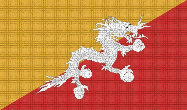 Flaggor Bhutan Med Abstrakta Texturer Rastrerad Version — Stockfoto