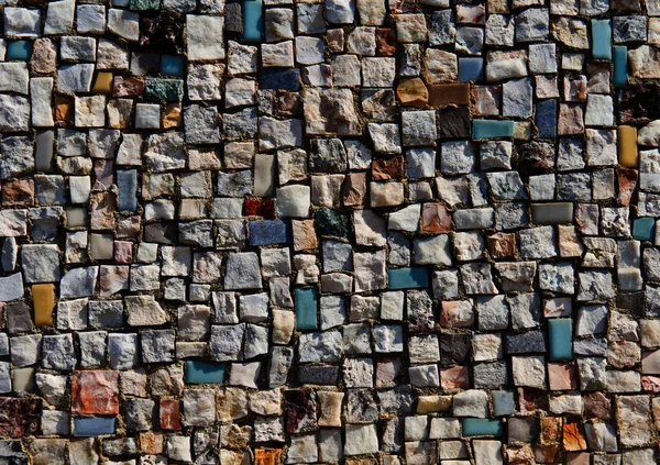 Mosaico Textura Pequena Parede Pedra Close — Fotografia de Stock