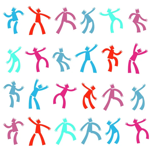 Conjunto Gente Divertida Bailando Dibujos Animados Colección Vectorial Plantillas —  Fotos de Stock