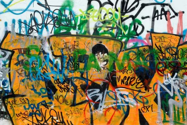 Graffiti Stěně Stárnoucí Cihlová Zeď — Stock fotografie