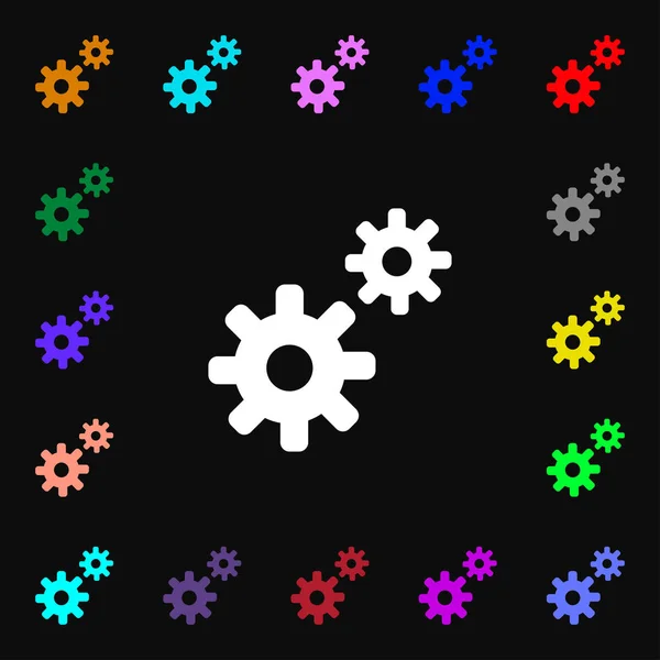 Cog Settings Cogwheel Gear Mechanism Icon Sign Lots Colorful Symbols — Stock Photo, Image