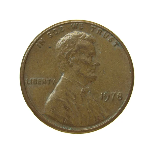 Одна Центова Монета Ізольована Білому Тлі — стокове фото