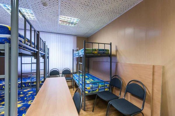 Bunk Metal Beds Clean Hostel Room — Stock Photo, Image