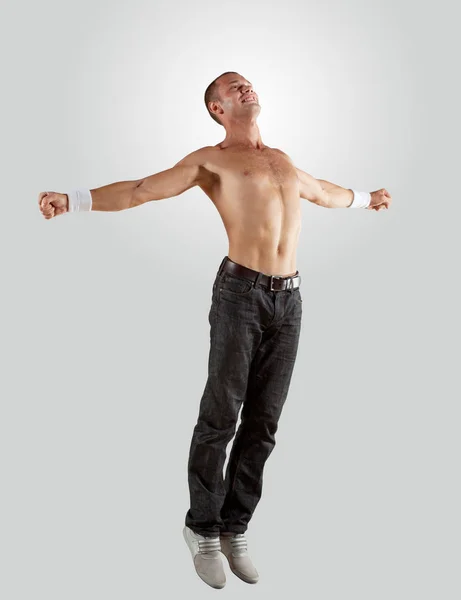 Estilo Moderno Dançarino Masculino Pulando Posando Ilustração — Fotografia de Stock