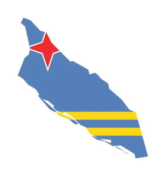 Иллюстрация Флага Арубы Карте Страны Белом Фоне — стоковое фото