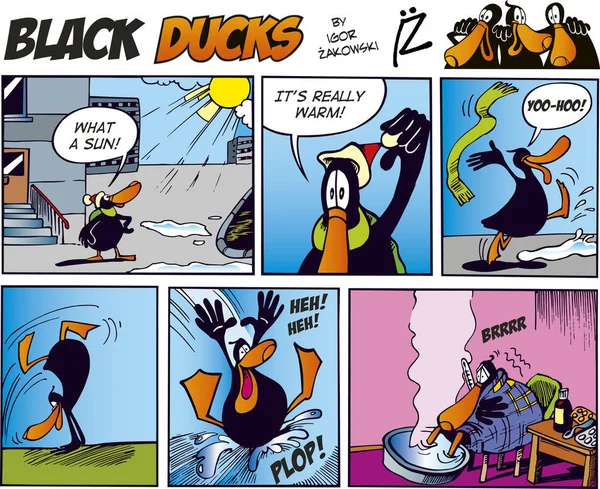 Kaczki Czarny Komiks Odcinek — Zdjęcie stockowe