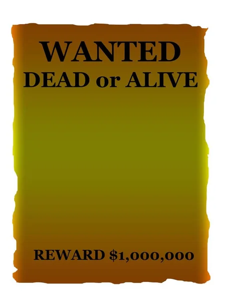 Розшукуваний Мертвий Або Живий Плакат Дикому Західному Стилі Ізольований Білому — стокове фото