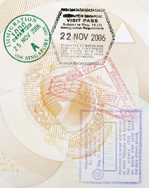 Avustralya Pasaport Sayfasında Çoklu Asya Özel Pulları Arka Plan — Stok fotoğraf