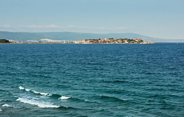 Péninsule Ancienne Ville Nessebar Bulgarie Eau Bleue Mer Noire — Photo