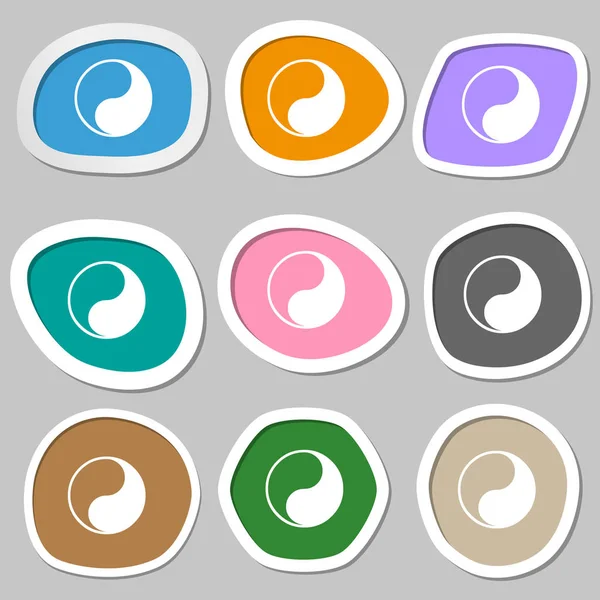 Yin Yang Icono Símbolos Pegatinas Papel Multicolor Ilustración —  Fotos de Stock