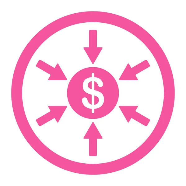 収入グリフ アイコン これはフラット記号使用ピンク色を丸め 白い背景で隔離 — ストック写真