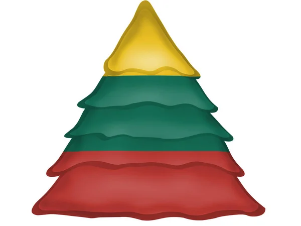 Litván Zászló Festett Karácsonyi Xmas Tree Ikon — Stock Fotó