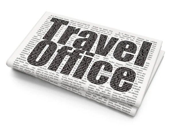 Concepto Viaje Pixelated Black Text Travel Office Newspaper Background Rendering —  Fotos de Stock