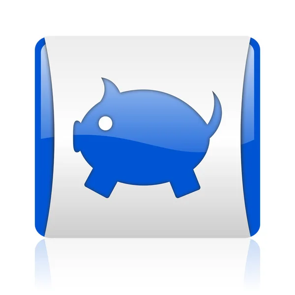 Piggy Bank Blauwe Vierkante Web Glanzende Pictogram — Stockfoto