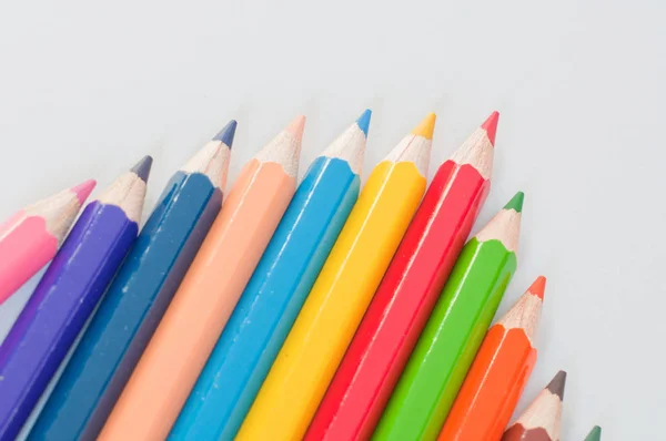 Crayons Couleur Isolés Sur Blanc — Photo