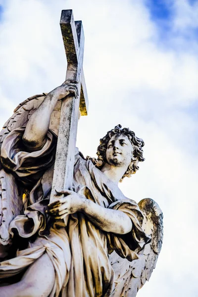 Italia Roma Castel Sant Angelo Statua Angelo Con Croce Scultore — Foto Stock