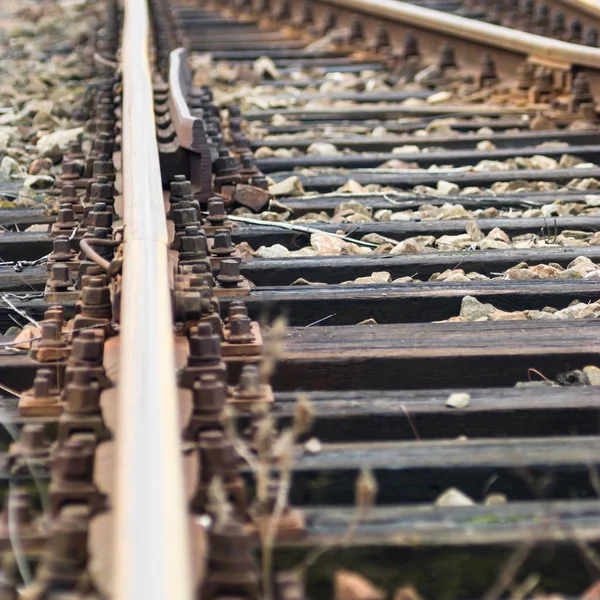 Άποψη Της Σιδηροδρομικής Γραμμής Μια Ηλιόλουστη Ημέρα — Φωτογραφία Αρχείου