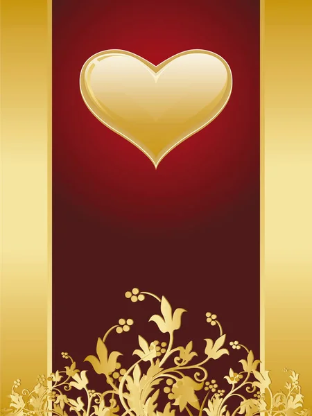 Αγίου Βαλεντίνου Κάρτα Χρυσή Διακόσμηση Και Καρδιά Σχήμα — Φωτογραφία Αρχείου