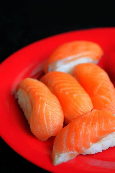 Primer Plano Sushi Salmón Plato Cocina Estilo Japonés — Foto de Stock