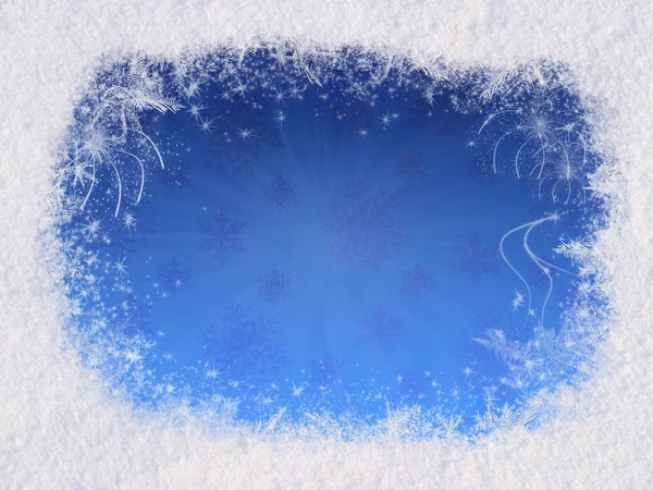 Moldura Mágica Inverno Consiste Neve Nas Bordas Gradiente Céu Centro — Fotografia de Stock