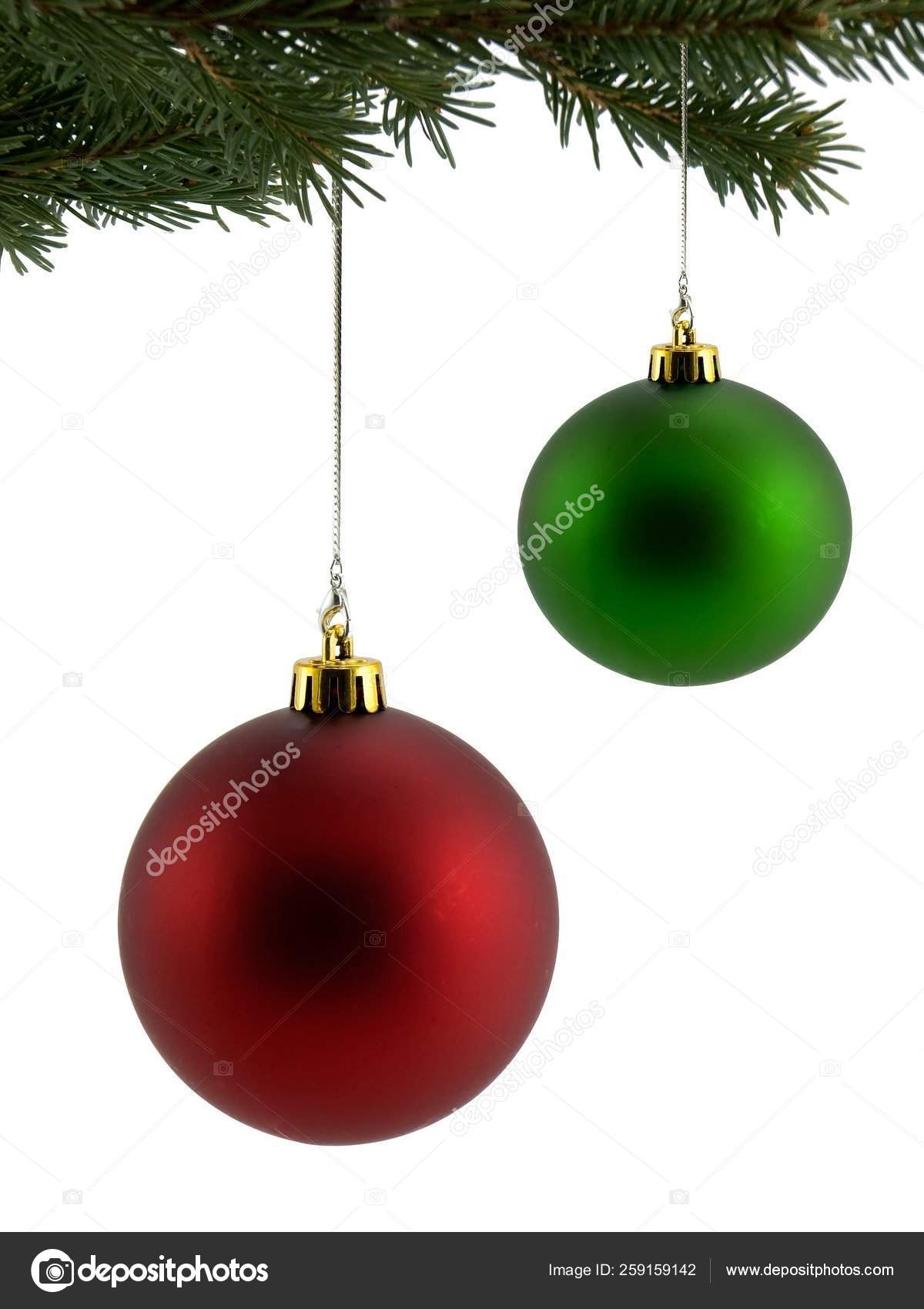 Red Christmas Ornament Ribbon Hanging Tree Isolated White Stock Photo by  ©YAYImages 262956240